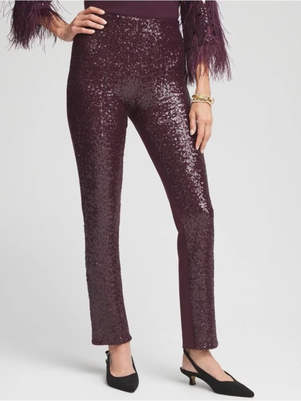Chico’s Juliet Sequin Front Ankle Pants NWT